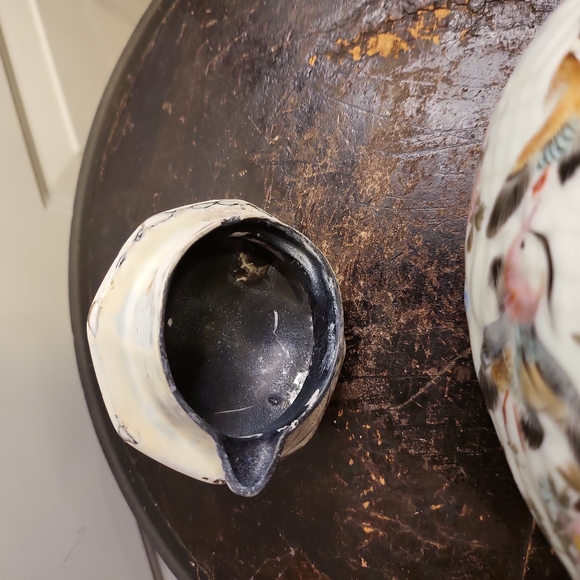 Antique Signed Chinese Duck Porcelain Ceramic Teapot w/ Wicker Handle - Picture 12 of 12